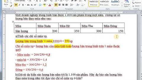 Bài tập phương pháp hệ số thời vụ năm 2024