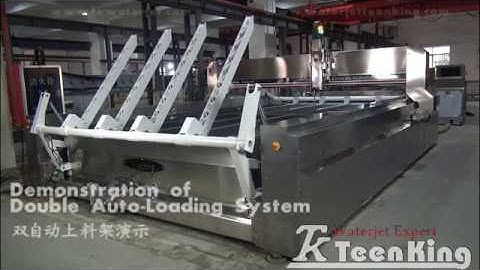 waterjet with material up/down loading system in front and back