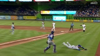 NYM@MIA: Duda makes a diving grab on a bunt by Urena