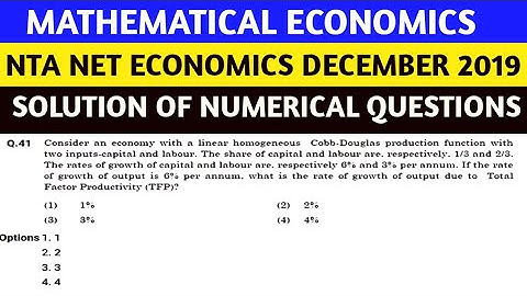 MATHEMATICAL ECONOMICS|| SOLVED NUMERICAL QUESTIONS OF DECEMBER 2019||