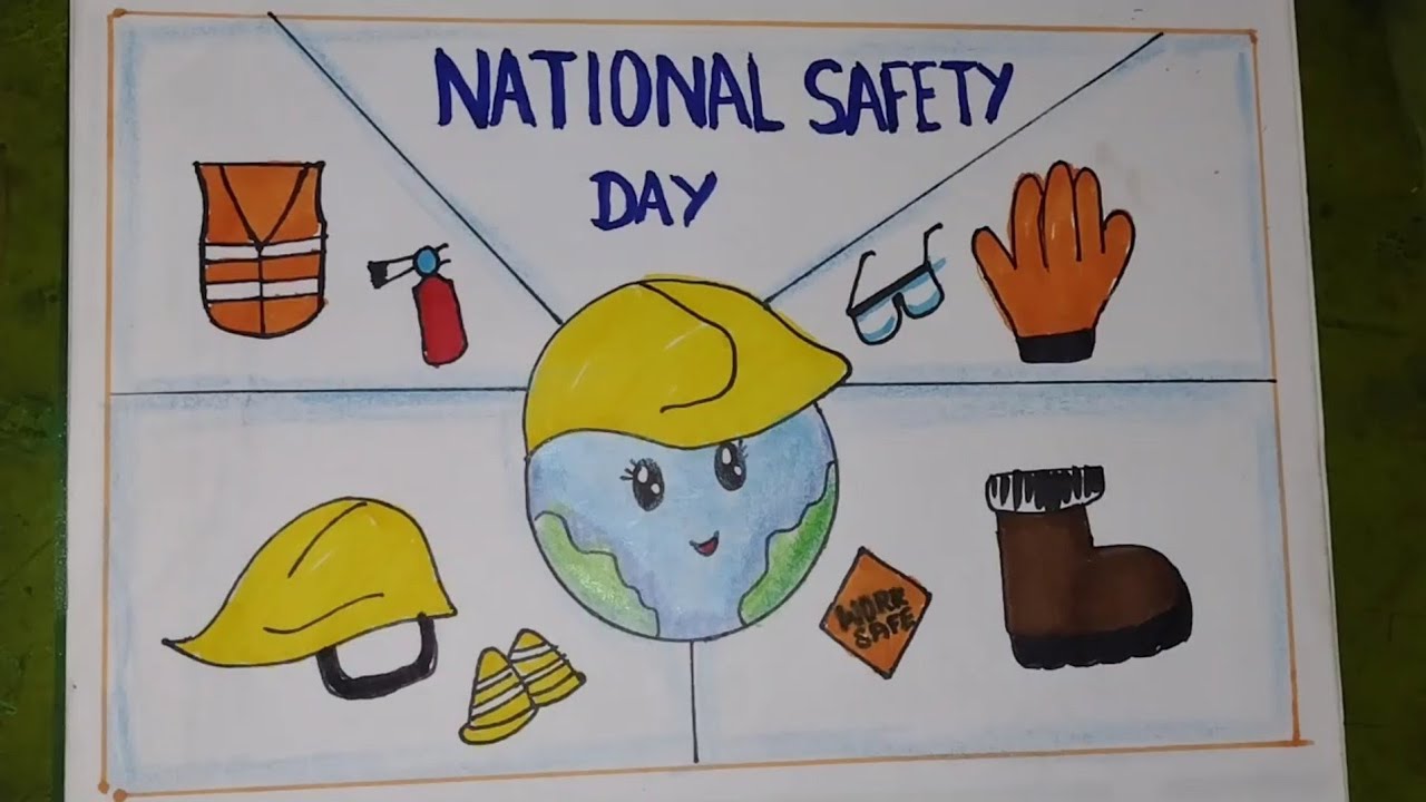 National Safety Day Drawing National Safety Day Poster Drawing 