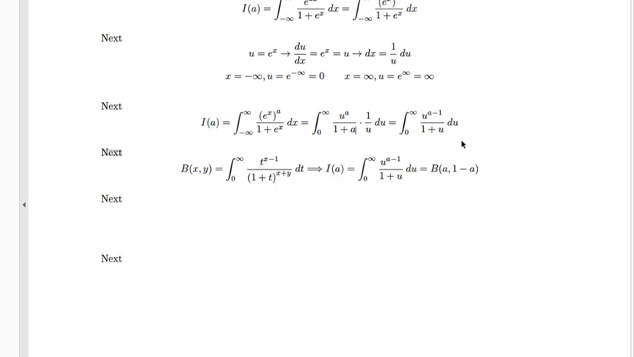 Integral of e^(a*x) /(1 + e^x) dx from infinity to