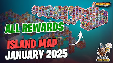 January Island Map. New Year rewards and full mysterious island maps. Hero-Wars: Dominion Era