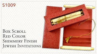 S1009, Red Color Jewish Scroll Invitations