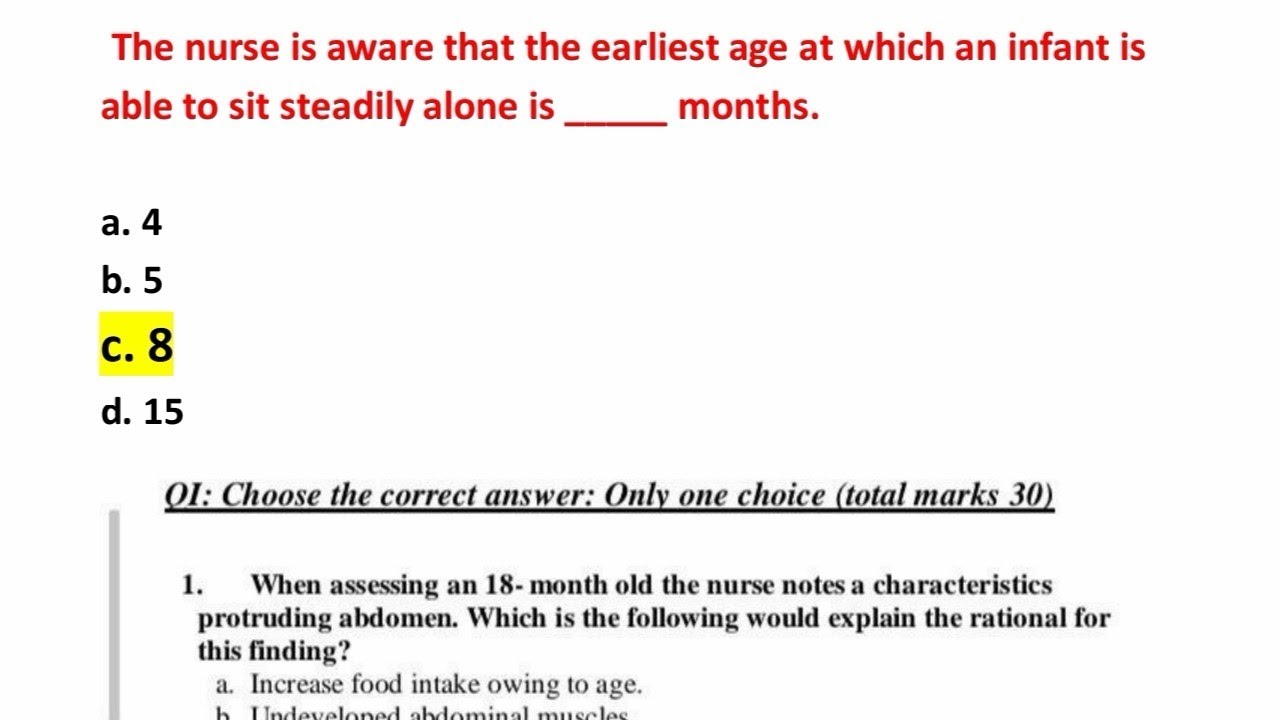 مراجعة مادة تمريض الأطفال لايخرج عنها أي امتحان لكليات التمريض والمعهد  pediatric أسئلة شاملة MCQs