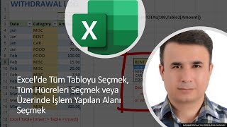 Excelde Tüm Tabloyu Seçmek Tüm Hücreleri Seçmek Veya Üzerinde İşlem Yapılan Alanı Seçmek 