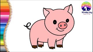 How to draw a Pig for kids| |Easy drawing |Step by step |Sketches #kinderjoyart