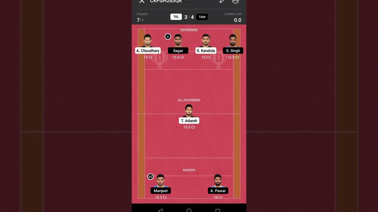 TEL vs TAM Dream11 team || TEL vs TAM Dream11 team Prediction || TEL vs TAM Vivo Pro Kabaddi