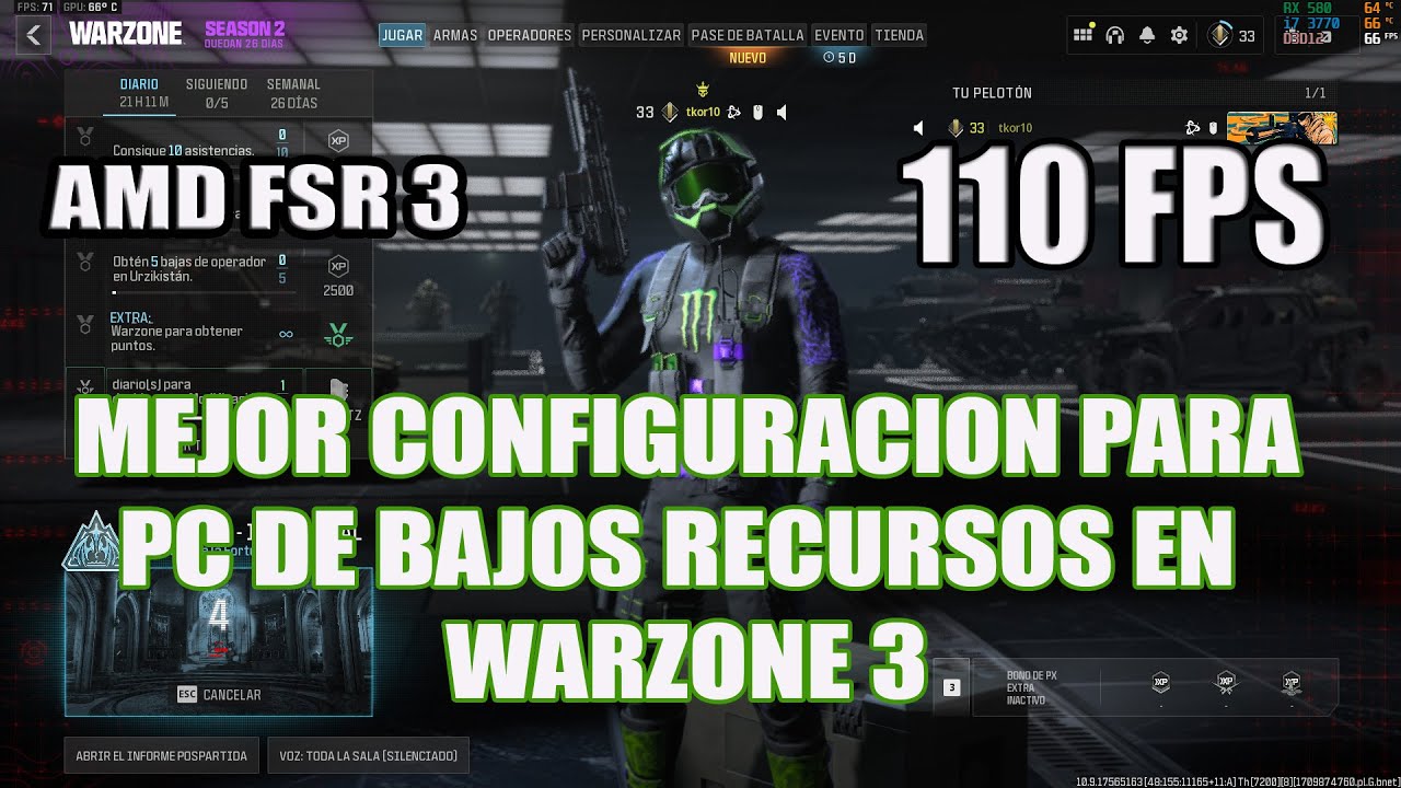 WARZONE 3: LA MEJOR CONFIGURACION PARA PC DE BAJOS RECURSOS | AMD FSR 3
