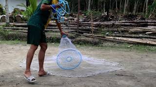 How to cast chinese fishing nets (Cara Menebar Jala Ikan buatan China)
