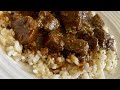Flavorful Beef Tips and Gravy over White Rice