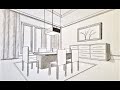 How to draw a dining room using two point perspective