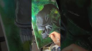 How To Paint A Xenomorph From Alien In Acrylic Paint - Part 1 #acrylicpainting #painting