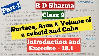 R D Sharma class 9 ex 18.1 of chapter 18 (Surface Area and Volume of a Cuboid and Cube) Part-1