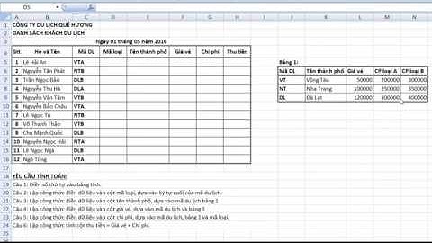 Phần 8: Bài tập Excel có lời giải - Giải bài tập excel dễ hiểu - Bài tập excel có đáp án