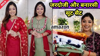 जरदोजी Handwork, Banarasi Festive Wear Amazon Haul on sale kurtis & Suit Set | Kurti haul | Vaishali