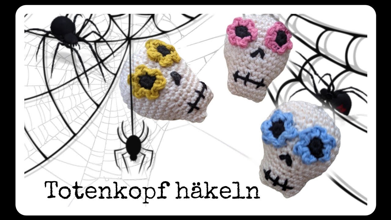 Halloween Deko💀 Totenkopf häkeln 🧶