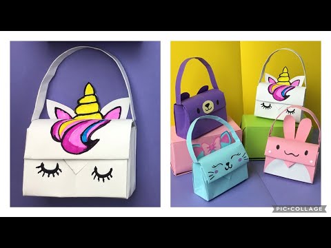 Origami Handbag/How to make a Mini Handbag as a Unicorn, Cat, Bear and Bunny 👜 🐻 🦄 اوريغامي حقيبة