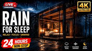🔴 LIVE Rainy Night Ambience 🌙 Deep Sleep Rain Sounds 24/7