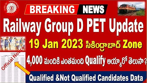 Railway group D 19 Jan PET List Released by Secunderabad for all Aspirants by SRINIVASMech