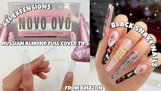 TRYING RUSSIAN ALMOND COFFIN FULL COVER NAIL TIPS FROM AMAZON | QUICK & EASY GEL EXTENSIONS