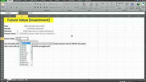 Financial Analysis- Calculating future value (FV) using excel