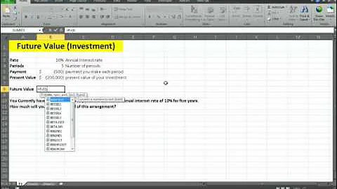 Financial Analysis- Calculating future value (FV) using excel