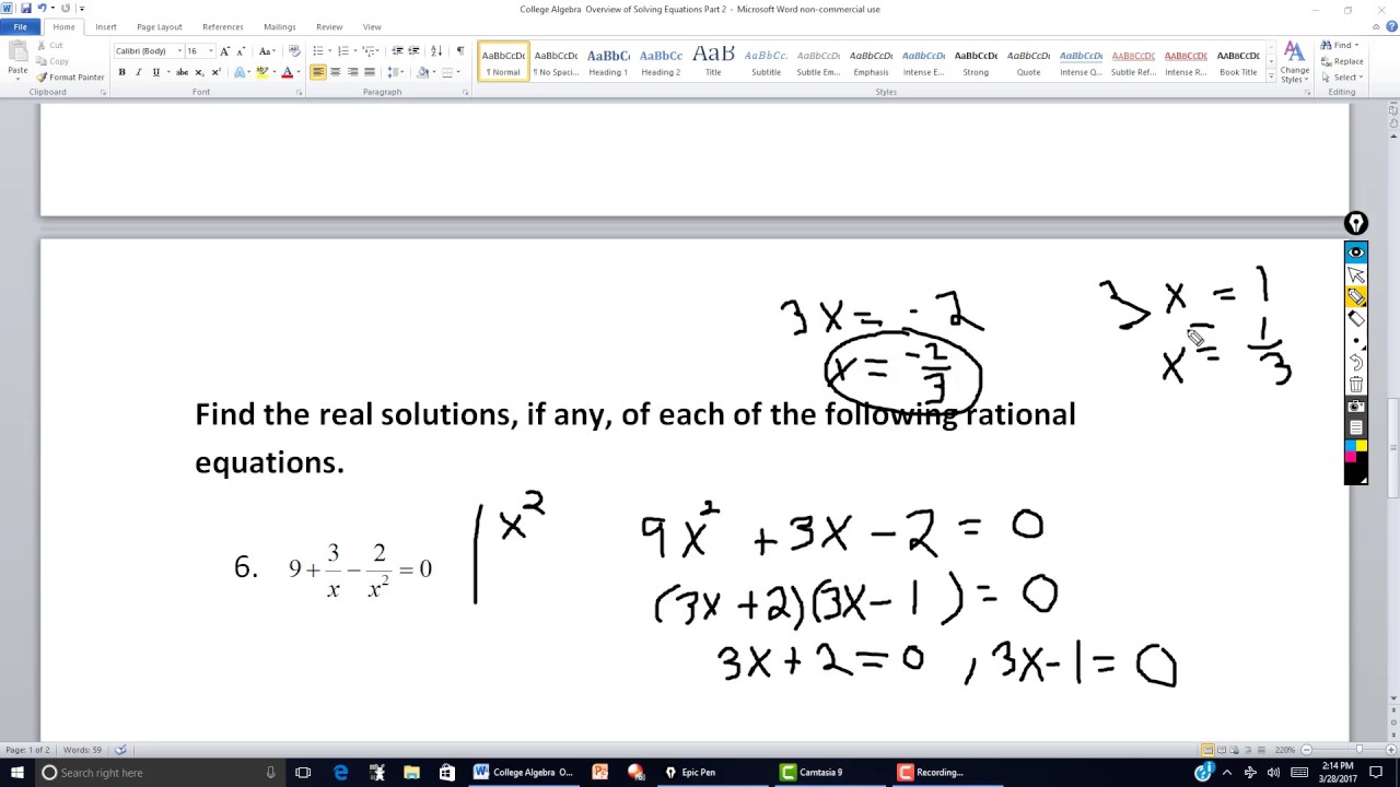 college algebra and problem solving