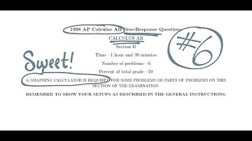 Visca AP Calculus AB 1998 Exam Problems FRQ 6