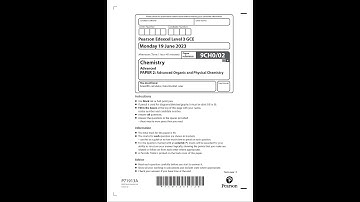 PEARSON EDEXCEL A LEVEL CHEMISTRY PAPER 2 2023 (9CH0/02: Advanced Organic and Physical Chemistry)