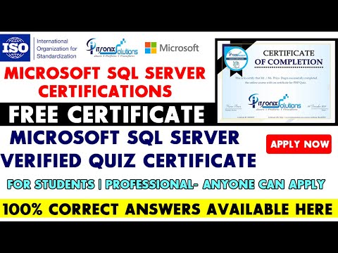 Microsoft SQL Server Certification | Microsoft Free Certificate - 100% correct exam answers