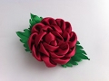 Украшение на заколку Канзаши / Бордовая роза / Kanzashi Rose