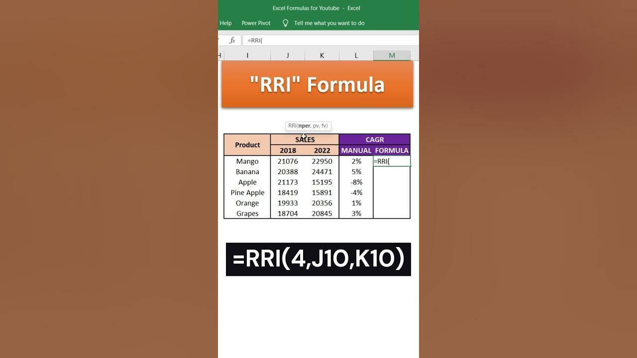 RRI CAGR Formula In Excel shorts shortvideo shortsviral YouTube rri-cagr-formula-in-excel-shorts-shortvideo-shortsviral-youtube