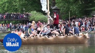 Cambridge students race cardboard boats on 'Suicide Sunday'