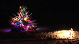 Relaxing Christmas Tree with Crackling Fire in Deep Northern Snow in 4K