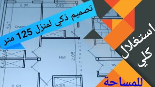 تصميم ذكي لمساحة 120متر و 125 متر واجهة واحدة باستغلال كامل للمساحة مع اقتراحات عديدة