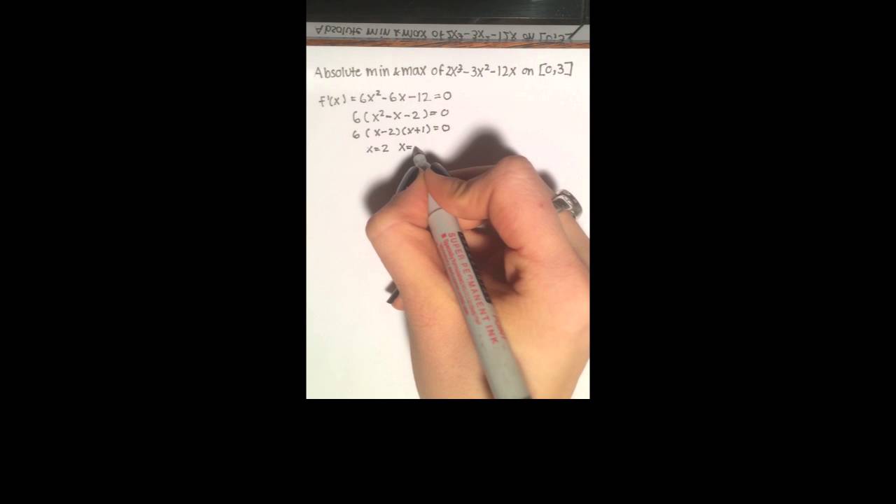 Finding the absolute min and max on a closed interval - YouTube