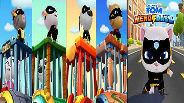 TALKING TOM HERO DASH -BLACK HERO ANGELA CLASSIC RUN & ALL BLACK HERO CHARACTER SAVING ALL CHARACTER