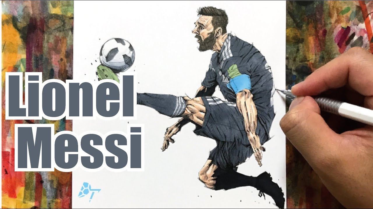 How To Draw An Illustration Of Lionel Messi リオネル メッシのイラストの描き方 Youtube