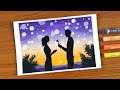 Romantic Couple Oil Pastel Painting for beginners | Easy Oil Pastel Drawing Tutorial