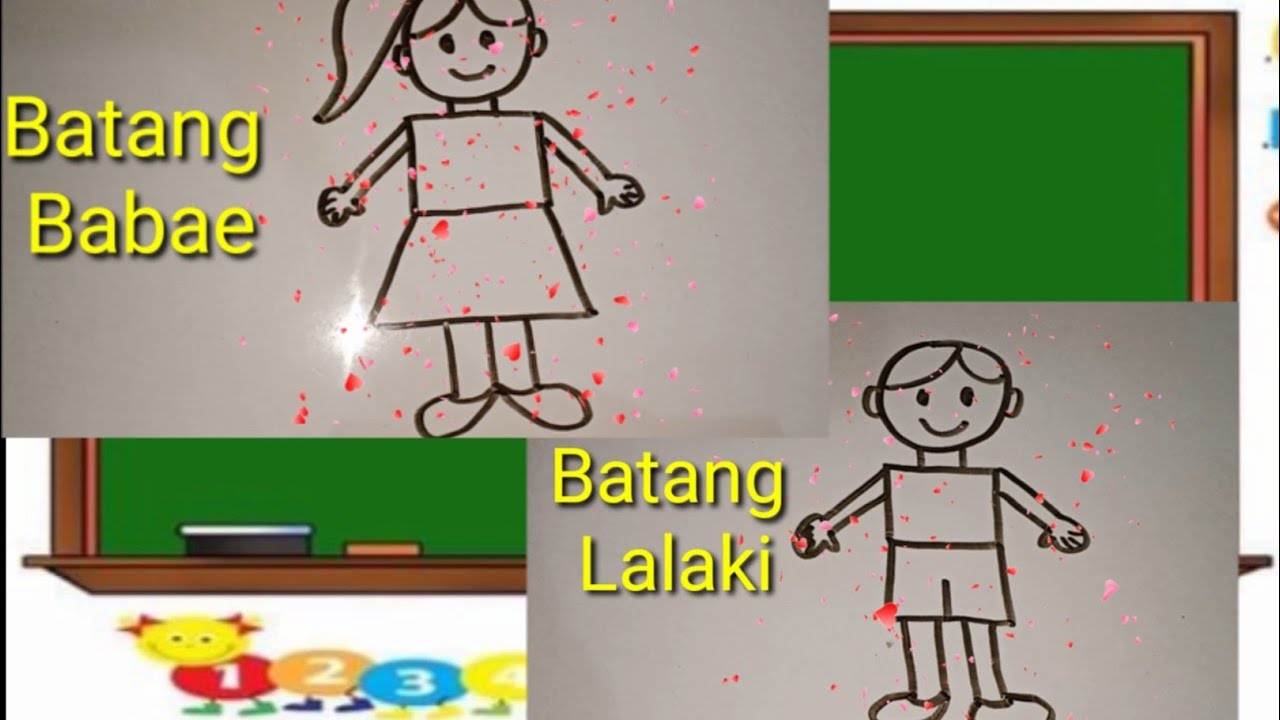 Paano gumuhit o mag drawing ng simpleng batang babae at batang lalaki