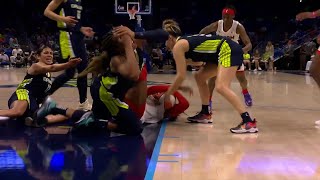FLAGRANT 2 EJECTION For KICK IN THE FACE & Technical Foul After Fighting For The Ball In WNBA Game!