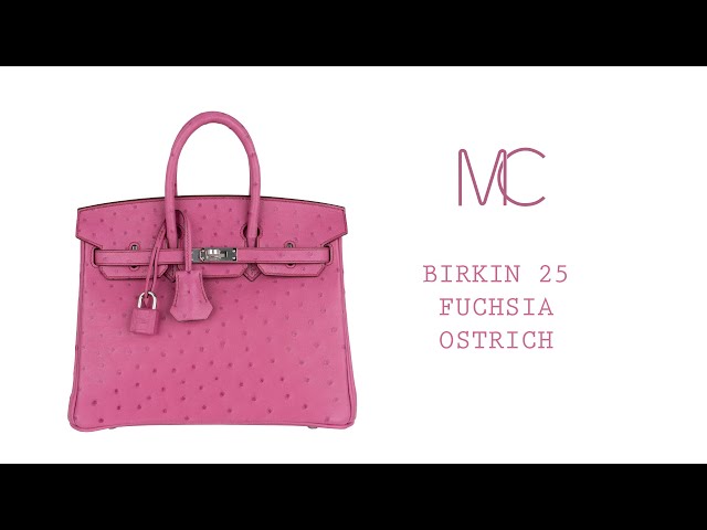 Hermes Birkin 25 Bag Fuchsia Ostrich Palladium Hardware