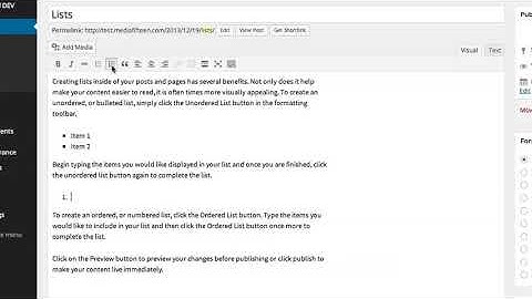 Creating Lists in WordPress Posts and Pages