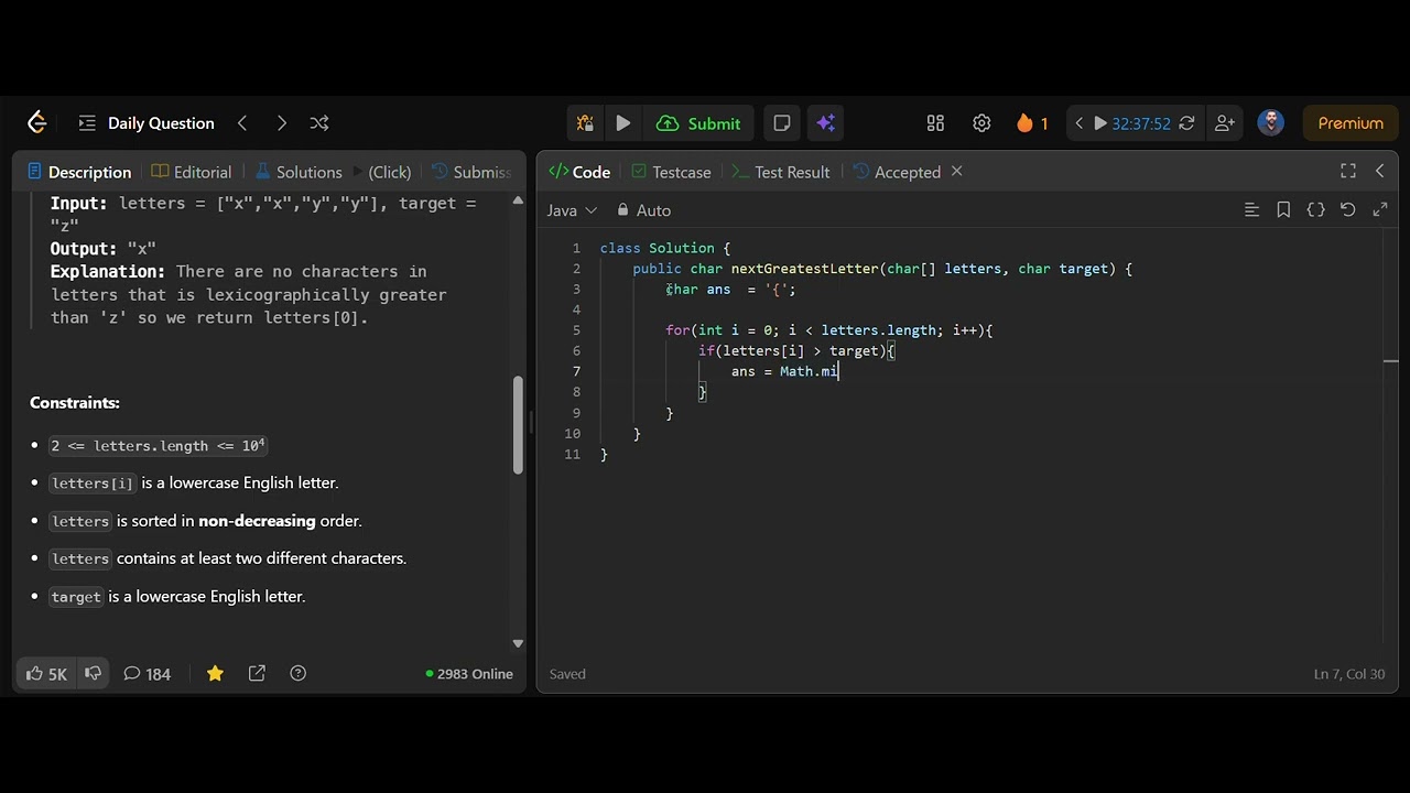 Next Greatest Letter Problem | Intuition Explained Step by Step