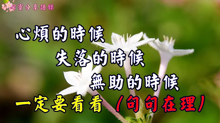 【心灵人生】心烦的时候，失落的时候，无助的时候，一定要看看（句句在理 - 天天要闻