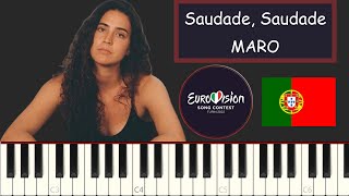 Video thumbnail of "MARO - Saudade, Saudade - Portugal Eurovision 2022 - Piano Tutorial"