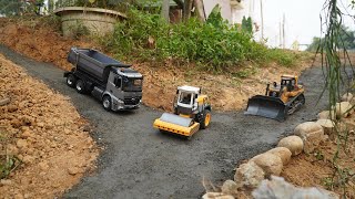 Making Roads With Mini Machines  ExcavatorsDozersRollersTrucks