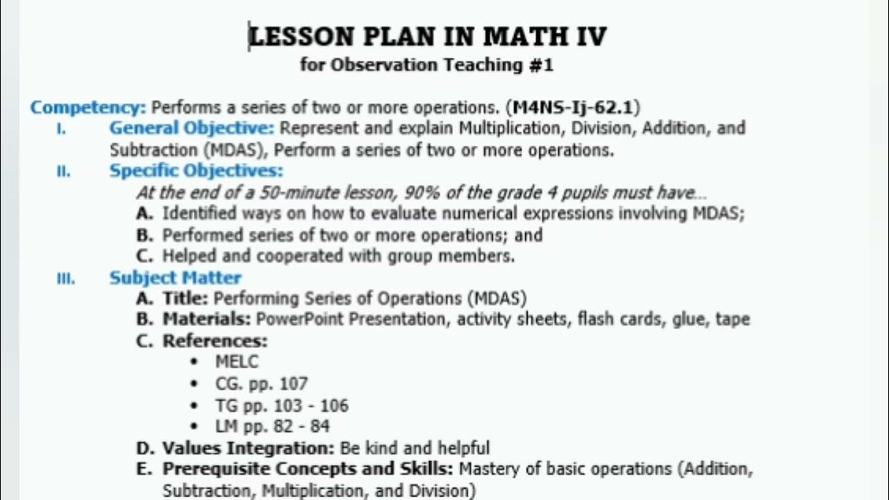 MELC BASED - Detailed Lesson Plan in Mathematics for Classroom