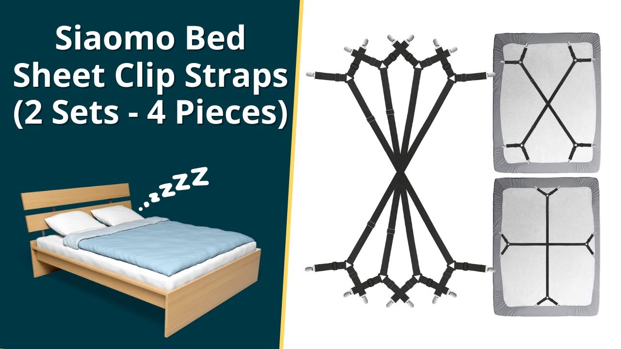 Siaomo Bed Sheet Clip Straps (2 Sets - 4 Pieces) 